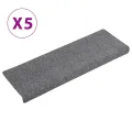 Tapis de marches d'escalier 5 pcs Gris 65x21x4 cm Aiguilleté