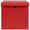 Boîtes de rangement et couvercles 4 pcs Rouge 32x32x32 cm Tissu
