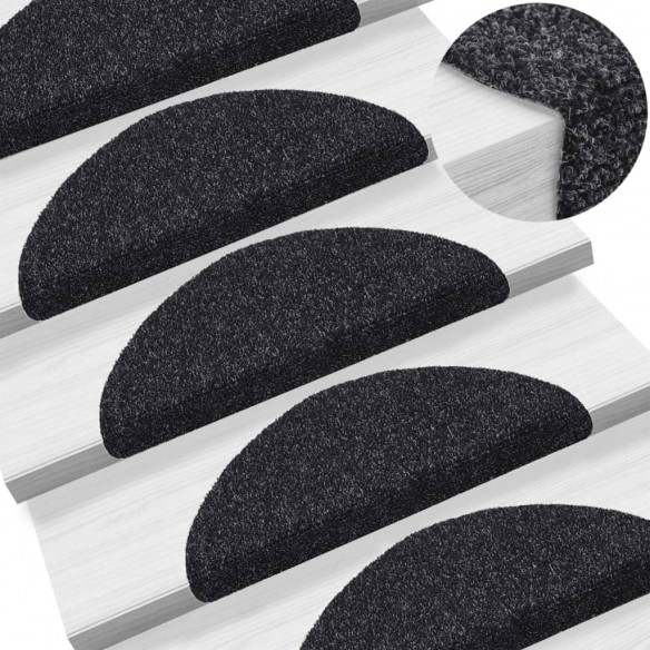 Tapis autoadhésifs de marches 10 pcs Noir 56x17x3 cm Aiguilleté