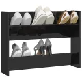 Armoire à chaussures murale Noir brillant 80x18x60 cm Aggloméré