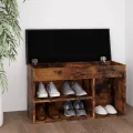 Banc à chaussures avec coussin Chêne fumé 80x30x47 cm Aggloméré