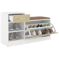 Banc à chaussures Chêne et blanc Sonoma 94,5x31x57 cm Aggloméré