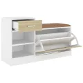 Banc à chaussures Chêne et blanc Sonoma 94,5x31x57 cm Aggloméré