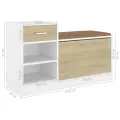 Banc à chaussures Chêne et blanc Sonoma 94,5x31x57 cm Aggloméré