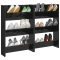 Armoires à chaussures murales 2 pcs Noir brillant 60x18x90 cm