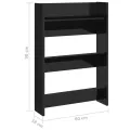 Armoires à chaussures murales 2 pcs Noir brillant 60x18x90 cm