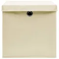 Boîtes de rangement à couvercles 10 pcs Crème 32x32x32 cm Tissu