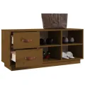 Banc à chaussures Marron miel 100x34x45 cm Bois de pin massif