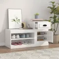 Armoire à chaussure blanc brillant 100x42x60 cm bois ingénierie