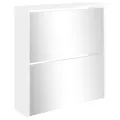 Armoire à chaussures miroir 2 niveaux Blanc brillant 63x17x67cm