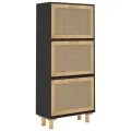 Armoire à chaussures Noir 52x25x115 cm Bois d'ingénierie/rotin