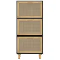 Armoire à chaussures Noir 52x25x115 cm Bois d'ingénierie/rotin