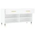 Banc à chaussures blanc 102x35x55 cm bois d'ingénierie