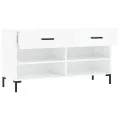 Banc à chaussures blanc brillant 102x35x55 cm bois d'ingénierie