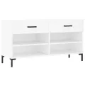 Banc à chaussures blanc 102x35x55 cm bois d'ingénierie