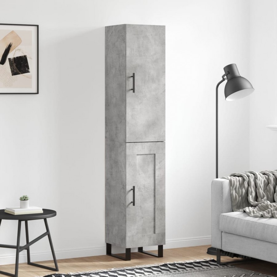 Buffet haut Gris béton 34,5x34x180 cm Bois d'ingénierie