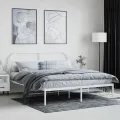 Cadre de lit métal avec tête de lit blanc 183x213 cm