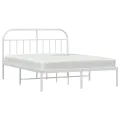 Cadre de lit métal avec tête de lit blanc 183x213 cm