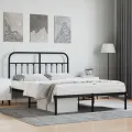 Cadre de lit métal avec tête de lit noir 135x190 cm
