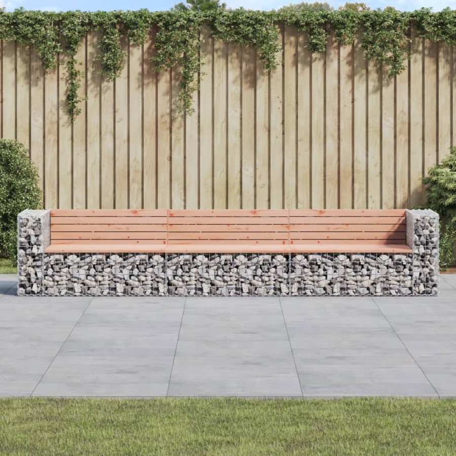 Banc jardin design gabion 347x71x65,5 cm bois massif de douglas