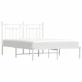 Cadre de lit métal avec tête de lit blanc 140x190 cm