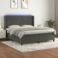 cadre de lit matelas et LED Gris foncé 160x200 cm