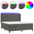 cadre de lit matelas et LED Gris foncé 160x200 cm