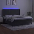 cadre de lit matelas et LED Gris foncé 160x200 cm