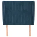 Tête de lit avec oreilles Bleu foncé 83x23x118/128 cm Velours