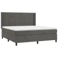 cadre de lit et matelas Gris foncé 160x200cm Velours