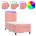 cadre de lit avec matelas LED Rose 90x200 cm Velours