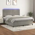 cadre de lit matelas et LED Gris clair 160x200 cm