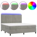cadre de lit matelas et LED Gris clair 160x200 cm