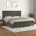 cadre de lit et matelas Gris foncé 200x200cm Velours