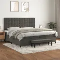cadre de lit et matelas Gris foncé 200x200cm Velours