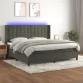 cadre de lit matelas et LED Gris foncé 200x200 cm