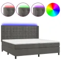 cadre de lit matelas et LED Gris foncé 200x200 cm