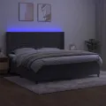 cadre de lit matelas et LED Gris foncé 200x200 cm