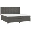 cadre de lit matelas et LED Gris foncé 200x200 cm