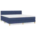 cadre de lit avec matelas Bleu 160x200 cm Tissu