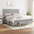 cadre de lit avec matelas Gris clair 180x200cm Tissu