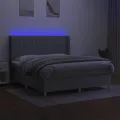 cadre de lit matelas LED Gris clair 180x200 cm Tissu