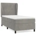 cadre de lit et matelas Gris clair 90x190 cm Velours