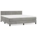 cadre de lit et matelas Gris clair 180x200cm Velours