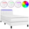 cadre de lit avec matelas et LED Blanc 90x200cm