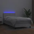 cadre de lit avec matelas et LED Blanc 90x200cm