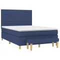 cadre de lit avec matelas Bleu 140x200 cm Tissu