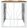 Table basse argenté acier inoxydable/bois massif récupération