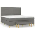 cadre de lit avec matelas Gris foncé 160x200cm Tissu