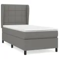 cadre de lit avec matelas Gris foncé 80x200 cm Tissu